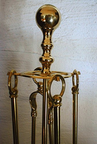 Antikas – Kaminbesteck aus Messing glänzend, Ofen Besteck, Landhausstil, Kamin Zubehör - 3