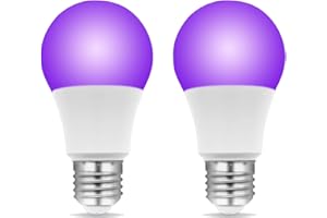 AKYNITE Lampadina UV Nera LED E27 9W UVA 395nm, AC 230V, 270 gradi, Lampadina a Raggi UV Ultravioletti E27 per Festa di Compleanno, Effetto Fluorescente Luce Nera per Fluo Neon Party Body Painting, 2pcs