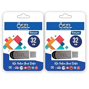 OSEL Made in India Silver Karizma Metallic 32GB USB 2.0 Flash Drive 8X (Pack of 2)