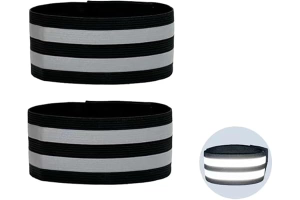 Sufune 2 Brassards Réfléchissants Élastique, Bande Réflecteur de Sécurité pour à Pied, Vélo, Chien, Marche, Jogging, Cyclisme, Réglables Bracelets/Brassards de Haute Visibilité