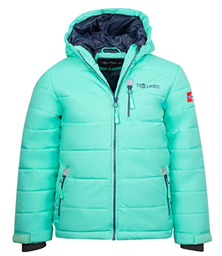 Trollkids Kinder Skijacke / Winterjacke Hemsedal, Mint / Marineblau, Gre 152