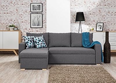 Bestmobilier - OAKLAND - Canapé d angle convertible réversible - Gris clair - 225 X 145 X 85CM