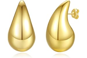 ZEVMI 18K Waterdrop Ohrringe Gold Dupes Damen: Große Goldene Silber Dupes Ohrringe Damen - Vergoldete Ohrringe, Chunky Teardrop Earrings für Frauen und Mädchen
