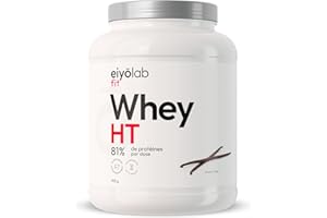 WHEY HT | Proteine Whey | Riche en BCAA, Glutamine et Caséine | 2 Sources pour 81% de Protéines | Proteines Musculation Rapide | 910g | Peu Calorique | Texture Onctueuse Goût Vanille | Eiyolab