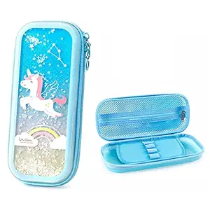 WISHKEY Multipurpose Cute Cartoon Printed Pencil Case with Compartments for Kids, Large Capacity School Supply Organizer Students Stationery Box Pen Pouch with Zipper for Girls Boys (Multicolor)