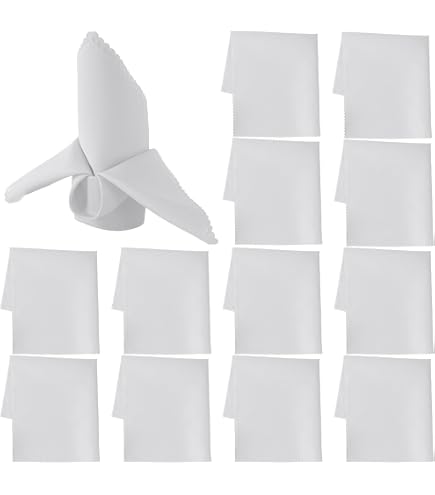 Lot De 25 Serviettes De Table Coton 40x40 Cm Blanc - Bord Satin Soyeux, Lavables 95°C, Qualité Hôtelière Gastronomique ZOLLNER