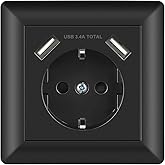 JIEIDA Dubbel stopcontact et USB in wit, 16 apère, glazen Schuko