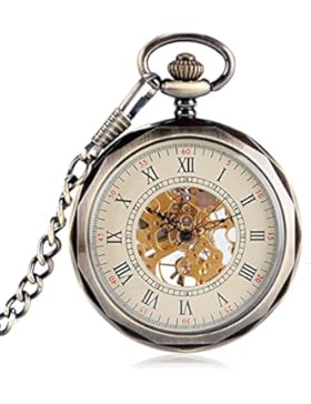 yisuya mechanischen Hand Wicklung Römische Ziffern Taschenuhr Vintage Open Face Anhänger Schlüsselanhänger Uhren...