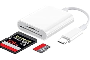 VONXITE SD Card Reader, USB C SD Card Reader with Dual Slot Memory Card Reader Support sd/Micro sd/SDHC/SDXC/MMC, Trail Camera Viewer USB C to SD card OTG Adapter for iPhone 15/16/iPad/MacBook/Mac Plug & Play