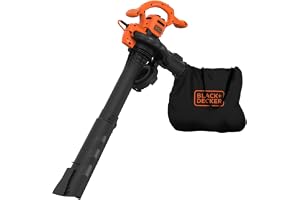 BLACK+DECKER 3-in-1 Electric Blower/Vacuum/Mulcher, 2600W, 315 km/h Blowing Speed, 40L Collection Bag, Quick-Release, Efficient Impact Shredder, ECO Friendly, Black/Orange - BEBLV260-GB