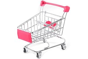 GIVBRO Mini supermercato carrello della spesa scrivania stoccaggio giocattoli portapenne accessori da scrivania regalo per bambini rosso rosa