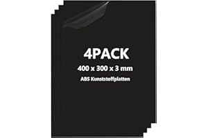 YAYODS 4 placas de plástico de 3 mm – 40 x 30 cm, placas de plástico negro, placa de plástico ABS para modelismo, manualidades, guardabarros, decoración del hogar, expositores de mesa
