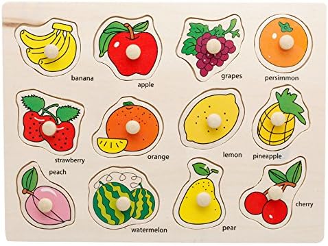 OneCreation Wooden Toys Grasping Board Puzzle Cognitive Board Hand (Fruit) 1-6 Years Old Puzzle Toy