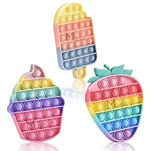 Pop it for Kids, pop it Toy Stress Relief for Adults, Different Shape pop it Set for Kids, Fidget Toy for Kids, Simple pop it Fidget Toy for Boys and Girls-Multi Color (Candy+Cup+Strawberry)