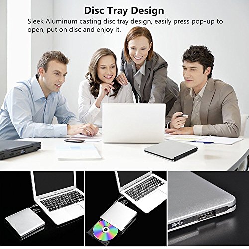 ieGeek externer CD/DVD-RW Brenner Ultra-Slim 14mm USB 3,0 Treiber tragbares Laufwerk kompatibel mit Windows OS Linux für Desktop PC Laptop Macbook - 7