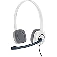 Logitech H150 Wired Headset, Stereo Headphones with Rotating Noise-Cancelling Microphone, Dual 3.5 mm Audio Jack, In-Line Controls, PC/Mac/Laptop - White