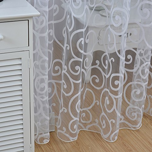 Wingogo Flocked Voile Tür Fenster Vorhang Balkon Sheer Panel Bildschirm Vorhänge Tür Fenster Dekor - 3