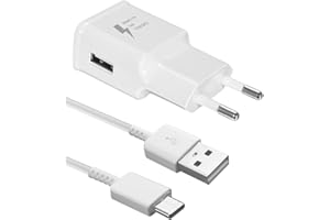 BAKEWHIZ Caricatore con Cavo di Ricarica USB Tipo C per Samsung Galaxy A13 A14 A15 A30 A33 A40 A51 A53 A54 A55 S8 S9 S10 S20 S22 S23,15W 2m Adattatore Spina USB con Cavo di Ricarica Tipo C Bianco
