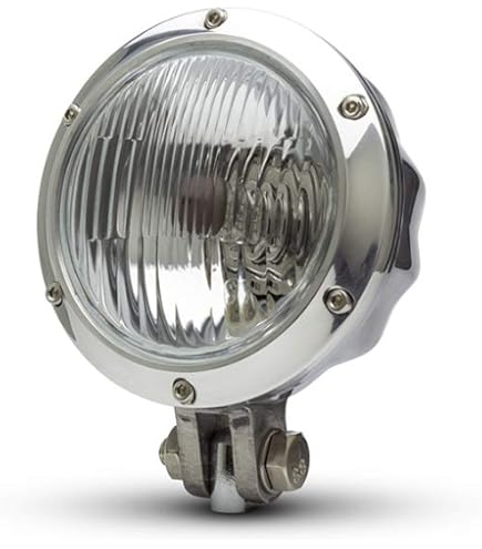 Luce Anteriore Per Moto Bobber Chopper - Cromo Trasparente, 12V, 130mm