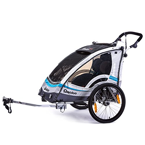 Qeridoo Sportrex 2 Deluxe (inkl. Sitzpolster) Kinder-Fahrradanhänger für 2 Kinder (mit einstellbarer Federung) - 2