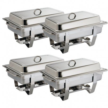 4X Olympia Milan Chafing Set Four Pack 317.5X635X102mm 18/0 Stainless Steel Dish