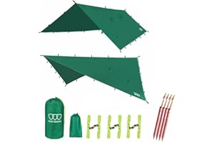 Gold Armour Rainfly Tarp Hammock, Premium 14.7ft/12ft/10ft/8ft Rain Fly Cover, Waterproof Ultralight Camping Shelter Canopy, Survival Equipment Gear Camping Tent Accessories (Green 10ft x 8ft)