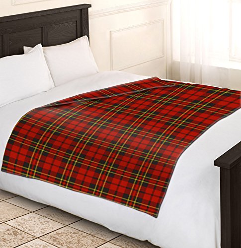 Adore Home Soft and Warm King 200x240cm Tartan Check Printed Fleece Throw for Sofa Bed Travel Car Bl