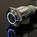 Produktbild UxradG Knopfschalter, 12 V, 16 mm, Angel Eye beleuchtet, LED Druckknopf Schalter Auto Armaturenbrett Momentary Switch 50000 H IP40 / IP67 Wasserdichte Taste, silberfarben, Metalllegierung, rund, blau, Free Size