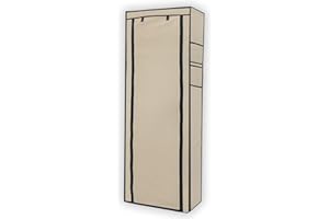 INTIRILIFE Faltschrank 170x58x28 cm in Creme BEIGE - Mit Reißverschluss Stoffschrank Kleiderschrank Schuhregal mit 9 Ablagefächern - Camping Steckschrank Textil Garderobe