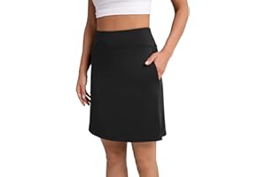 Jesself Skort Damen Knielang Tennisrock mit Hose Drunter Hohe Taille Activewear Hosenrock Wanderrock Damen mit Innenhose Taschen Perfekt für Sommer Golf Radsport