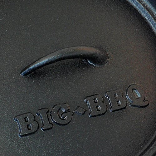 Big-BBQ DO 9.0 Dutch-Oven aus Gusseisen | Fertig eingebrannter 12er Koch-Topf aus Gusseisen | mit Deckelheber, Deckel- oder Topfständer | ohne Füße - 3