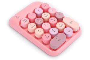 Oumij1 Clavier numérique sans Fil, Clavier numérique à Capuchon Rond coloré Vintage, Clavier à Touches Chocolat Rond rétro, Clavier numérique pour Ordinateur Portable/Ordinateur Portable,