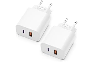 VINFFS USB C Ladegerät 25W mit USB Adapter [ 2 in 1 ] 2er Pack Ladeadapter für iPhone/iPad/Kopfhörer/Handy Netzteil Mehrfach Ladestecker PD 3.0 Schnellladegerät Steckdose usbc Stecker Charger,Ohne Ladekabel