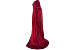 JYOHEY Samt Umhang Schwarz Rot Lang Mit Kapuze - Unisex Umhang Für Halloween Kostüm Zauberer Vampir Kostüm