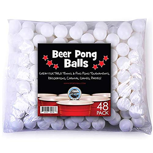 S Beer Pong Balls, 48 Pezzi, 38 mm, Ideale per Giochi & Tennis Tavolo Ping Pong tornei, Carnevale, Feste, by Sportly