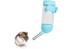 WishLotus Hamster Dispenser - Automatic Water Bottle with 2 Rolling Balls for Small Pets (80ml, Blue)
