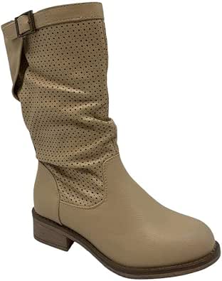Fashion Moda Stivali Primaverili Estivi da Donna Traforati Biker  Motociclista Moda Nero Nuovi Tacco Basso Comodi G519 : Amazon.it: Moda