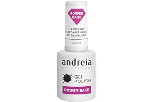 Andreia Professional Clear Gel Nail Polish Power Base - High Viscosity Base for Stronger Nails - Builder Base Gel for Small Nail Extensions - Vegan - Clear - 10.5 ml