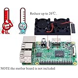 Double Ultimate Rpi Cooling Fan 56mm * 25mm * 13 mm For Raspberry Pi 3 / 2 / B +, Brushless CPU Cooling Fan with Adhesive Paper