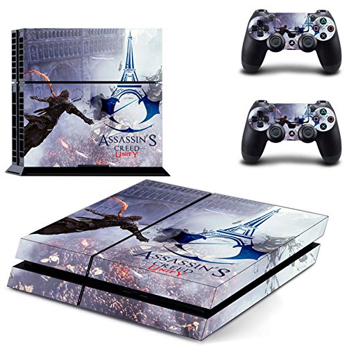 Preisvergleich Produktbild Playstation 4 + 2 Controller Aufkleber Schutzfolie Set - Assassins Creed Unity / PS4