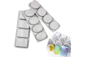 LdawyDE Silikonform, 3 Stück 4 Cavities Seifenform Silikonform Seife Seifenformen Rechteckig/Oval/Rund für Seife, Schokolade, Biscuit, Eiswürfel, DIY Hausgemachte Handwerk, Leicht zu Entformen