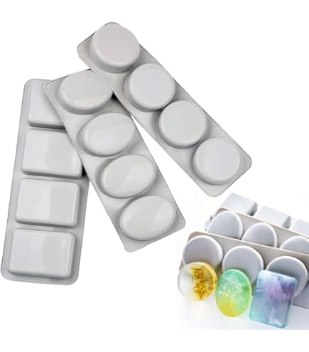 2 Stück Silikon Seifenformen Mit Loch – 4 & 6 Mulden, Wiederverwendbar Für DIY Seife, Wachs & Kuchen