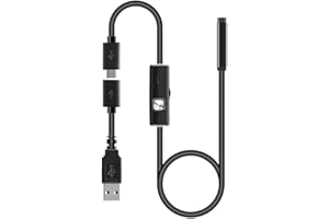 HUAMENGYUAN USB Endoscopio,2 en 1 7 mm Impermeable Boroscopio Cámara De Inspección Cámara endoscópica HD con 6 Led Serpiente Cable para dispositivo Phone Tablet PC