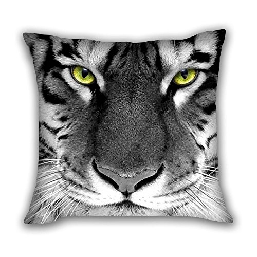 ToLuLu® White Tiger Face Home Indoor Outdoor Lounge Decorative 18x18 Inch Throw Cushion Case Pillow Cover Replace,(Insert Not Included)