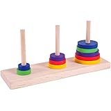 STOBOK Hanoi Wooden Mathematical Puzzle Game Brain Teasers Tower Toy Logic Puzzle Brain Teaser Intellectual Toy