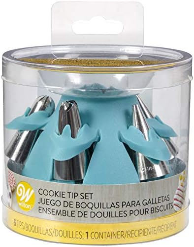 WiltonBiscuit/Cookie Piping Tip Set with Silicone Stand, Turquoise, 7 Piece
