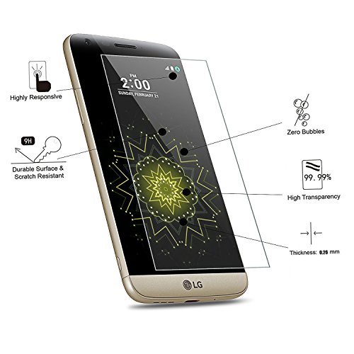 LG G5 Schutzfolie, Angozo Gehärtetem Glas LG G5 Panzerglas Displayschutzfolie Hartglas Folie - 3