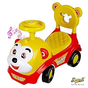 Dash Baby Toy Monkey Ride On Baby car Kids car Toy car Push Car with Musical Tunes Toy for 1 Year Old Baby (Red)