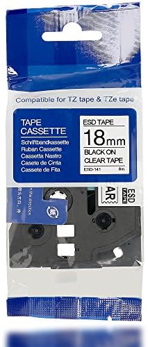 4 x Original Eseller ITECXPRESS24 – ESD Label/Tape | Tape Cassette/Tape for TZ 141 | TZ141 (TZ 141 Brother P-Touch Printer Label Printers Including Pt 3600 9600 2430 PC 2730 VP 9700 9800 PCN D400 VP D450 VP D600 VP E300 E500 VP VP E550 WVP H300 H500 Li P700 P750 TDI P750 W Professional Pt 2430PC USB PTD450VP PTE500VPG Model 18 mm x 8 m – Black on Transparent – 100% compatible with 141 Pt Labeller