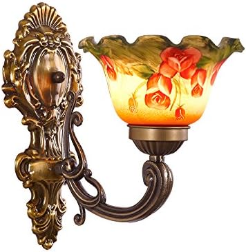 American country idyllic living room bedroom bedside aisles oil paintings flowers glass wall lamp (two styles optional) ( Style : B )